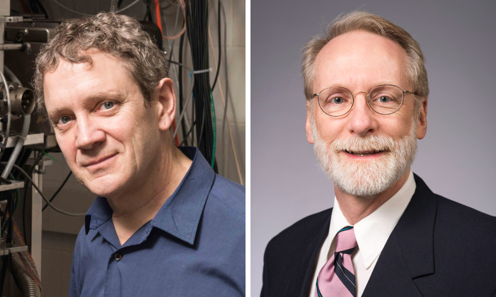 Feature image Side-by-side portraits of Nicholas Bigelow and Michael Scott.