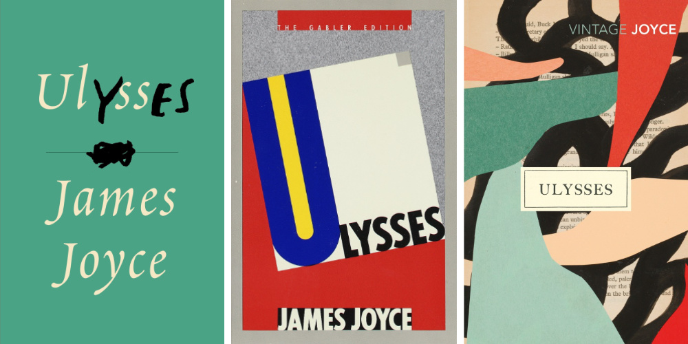 Triptych of book covers for Ulysses by James Joyce.