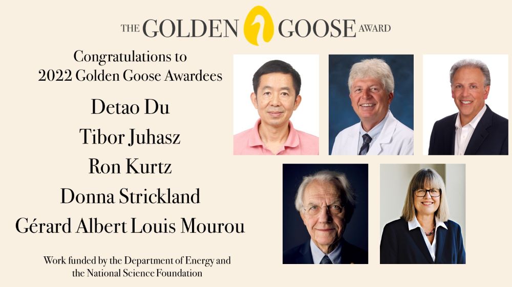 Graphic of the five people who helped invent bladeless LASIK eye surgery. The graphic says 