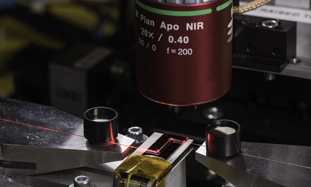 Feature image jagged laser lines on a small chip.