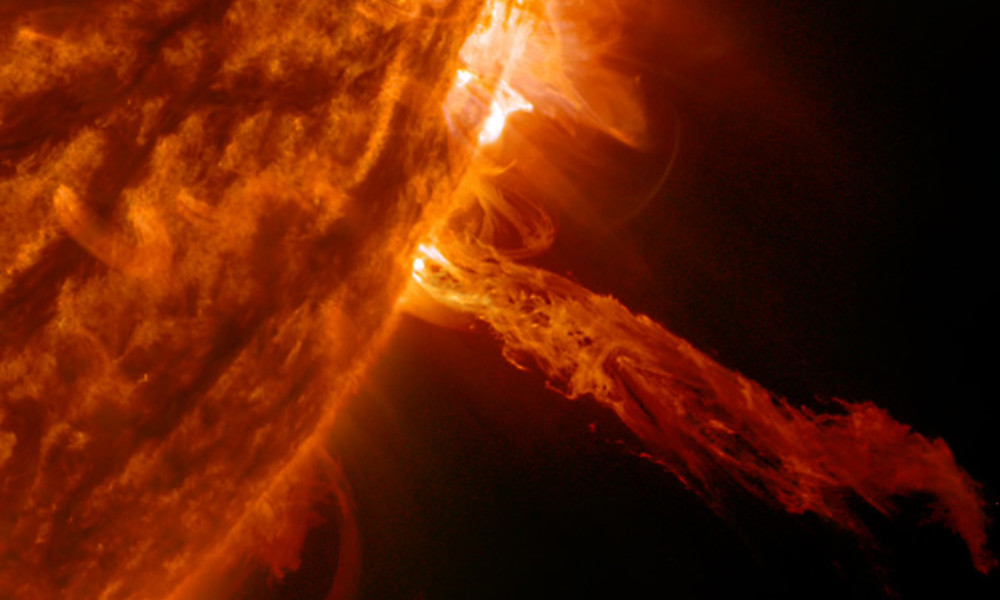 A stream of plasma burst out from the sun.
