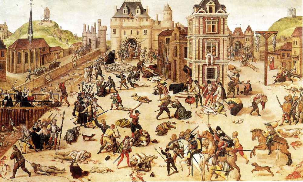 "The Saint Bartholomew's Day Massacre" painting to illustrate early modern resistance theory emerging in Europe.