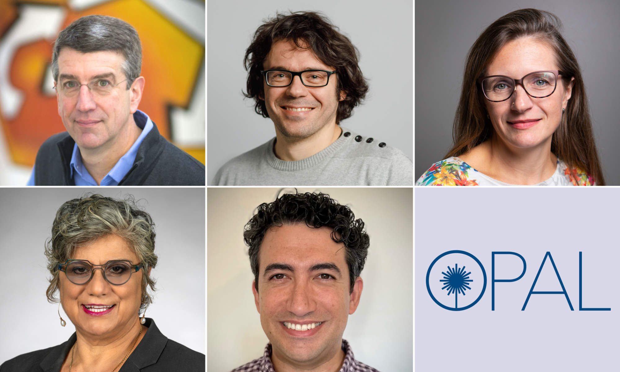 Five headshots of the NSF OPAL co-principal investigators and the original EP-OPAL logo.