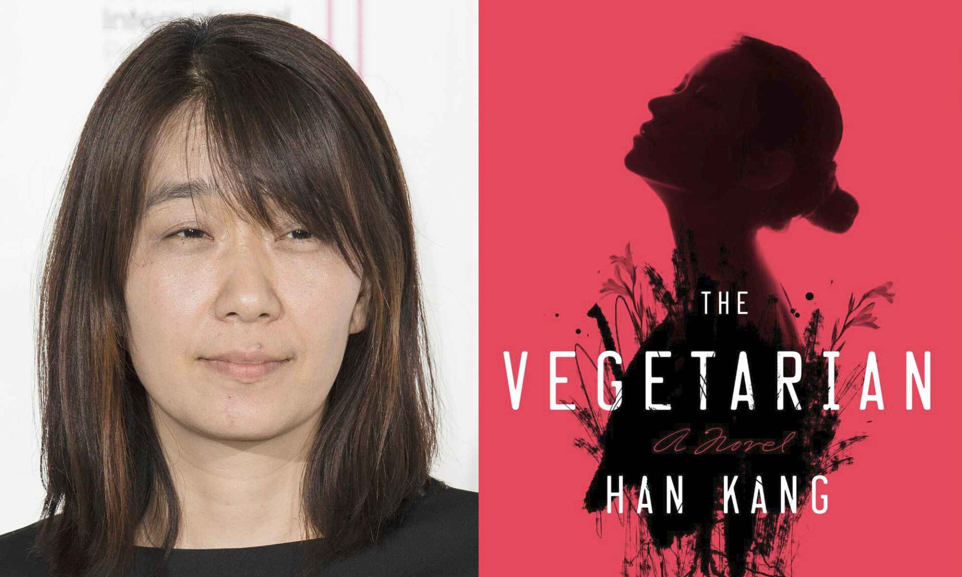 Diptych featuring the book cover art for English translation of 