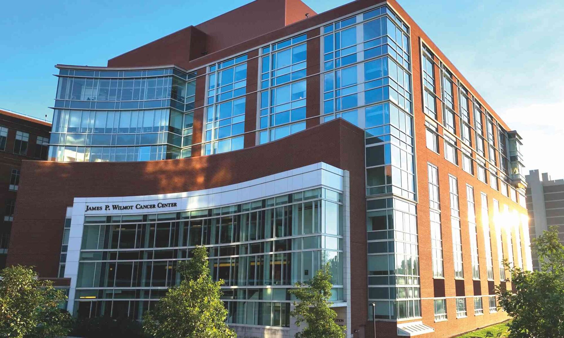 Exterior view of Wilmot Cancer Institute, a designated National Cancer Institute cancer center.