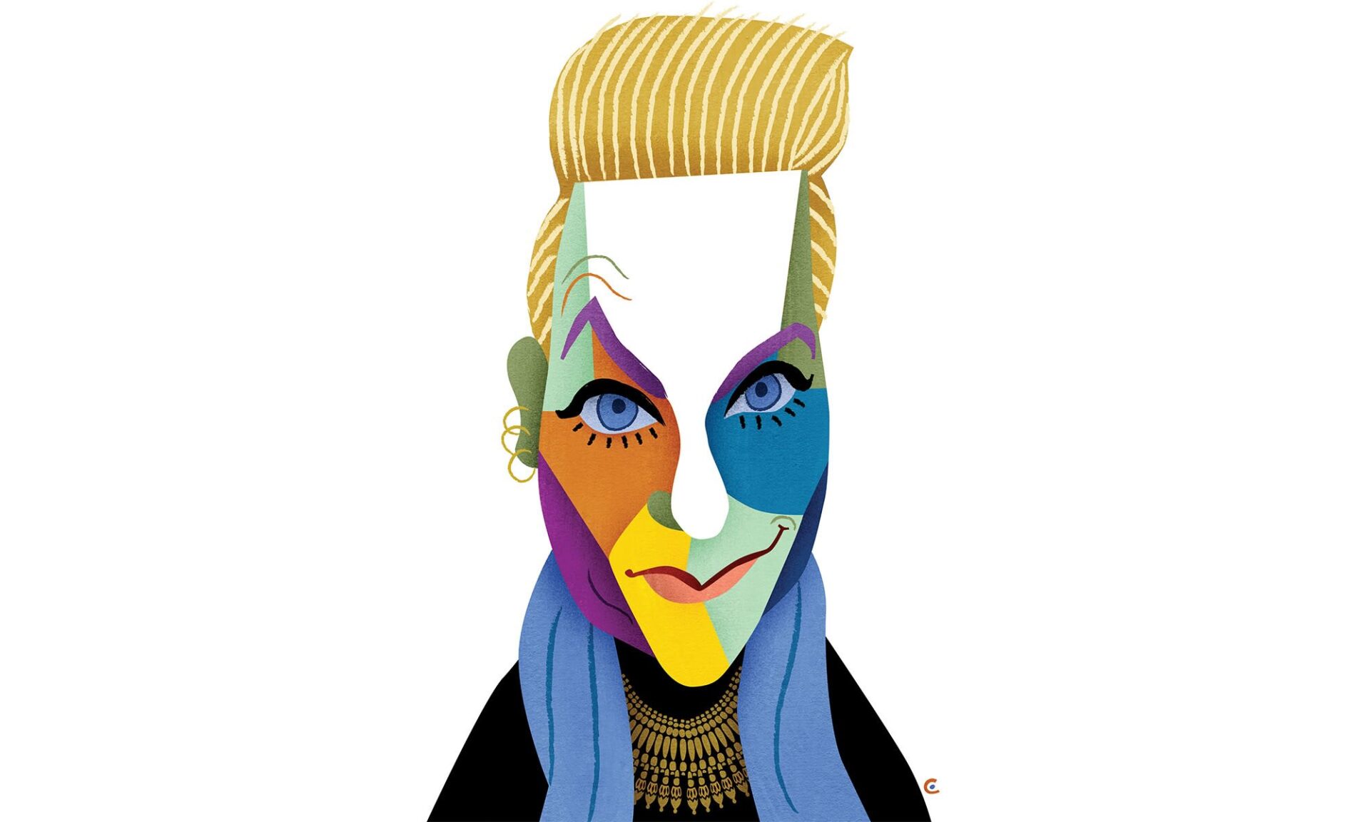 Stylized, colorful illustration from headshot of Kasia Maroney.