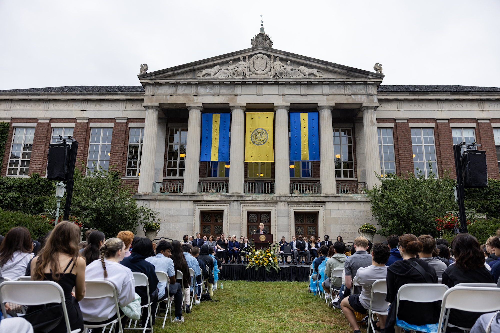 University of Rochester president Sarah C. Mangelsdorf speaks at a convocation ceremony. 