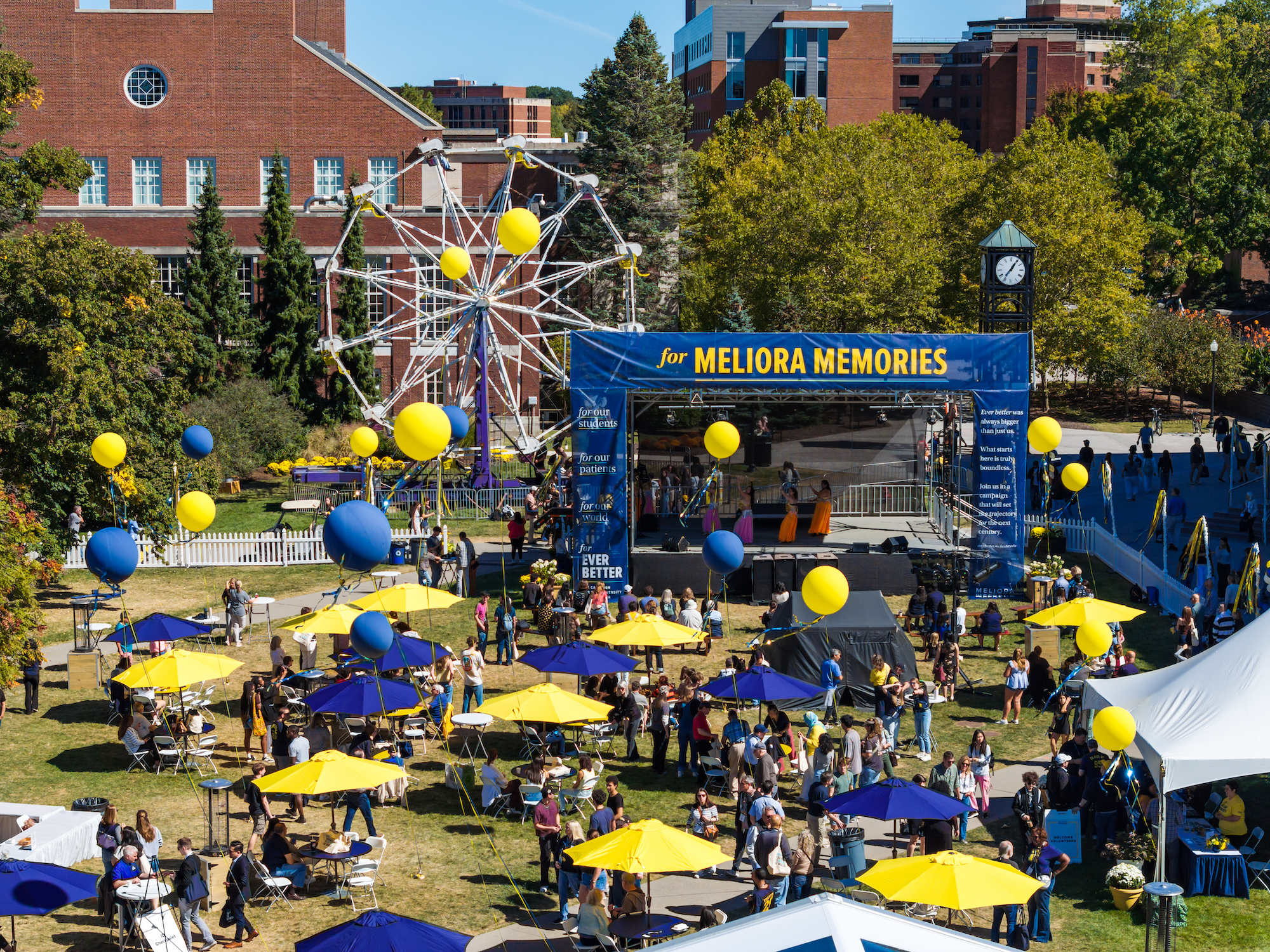 Meliora Village is seen via aerial drone during Meliora Weekend. 