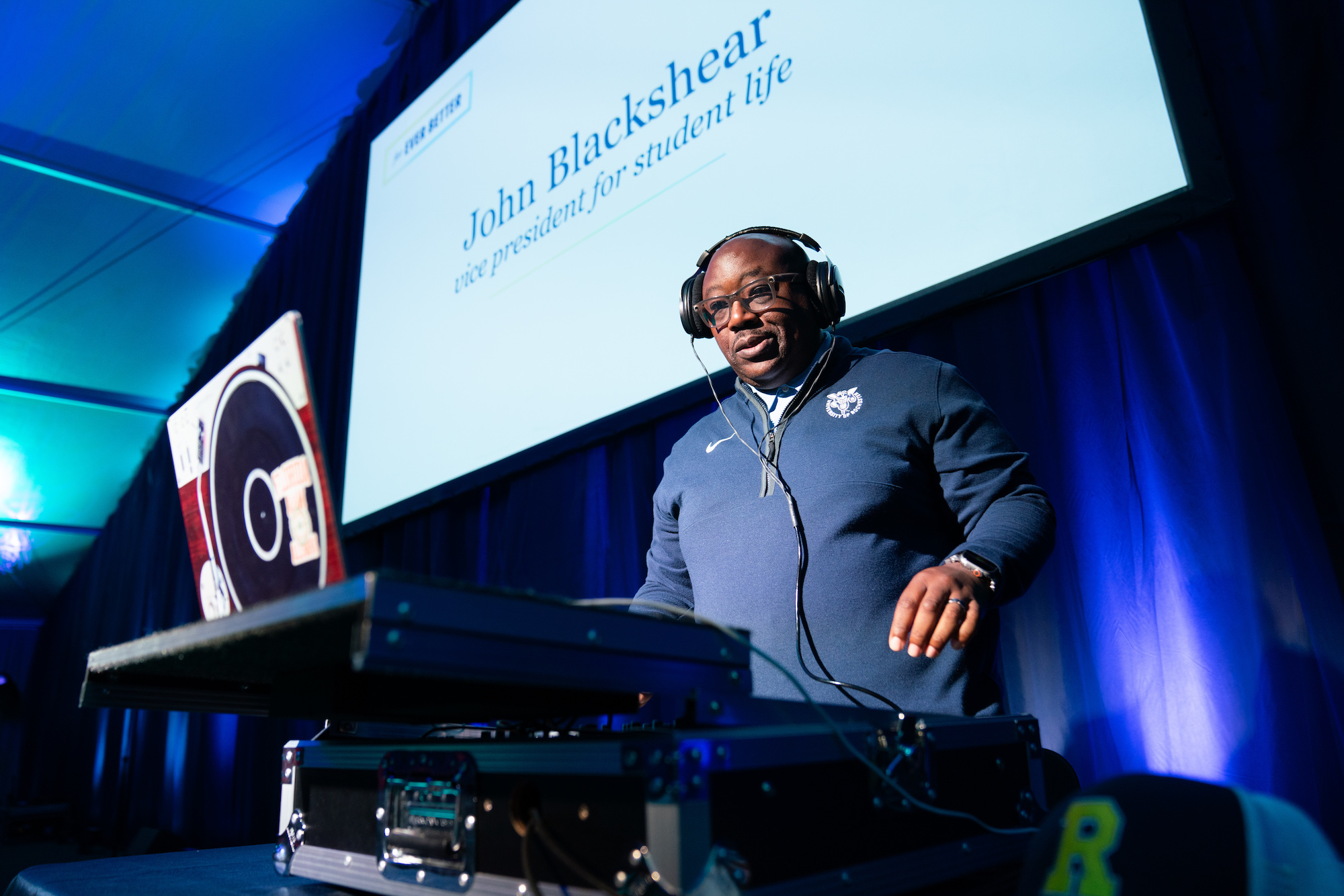 John Blackshear DJs for attendees.