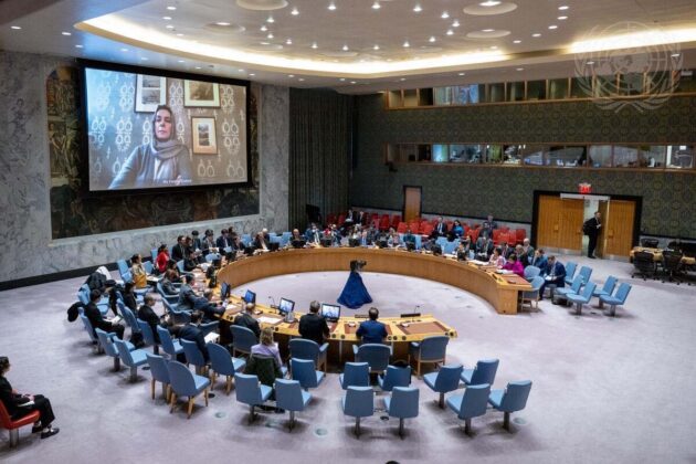 Wide view of the Security Council meeting on the situation in Afghanistan.