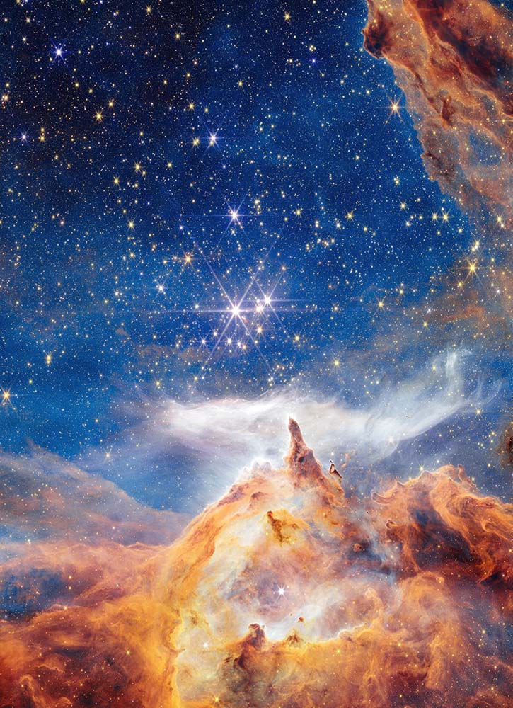 The Carina Nebula, a vibrant star formation located in the Carina constellation, showcasing bright stars and cosmic dust.