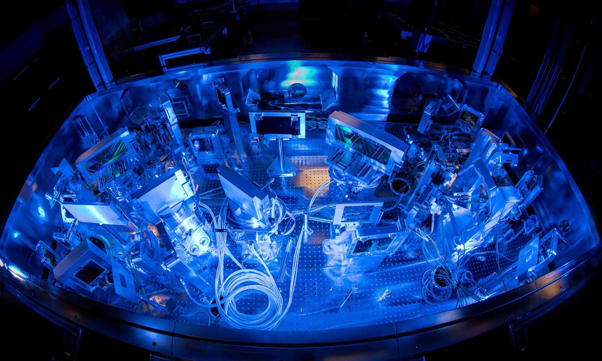 Inside a grating compressor chamber.