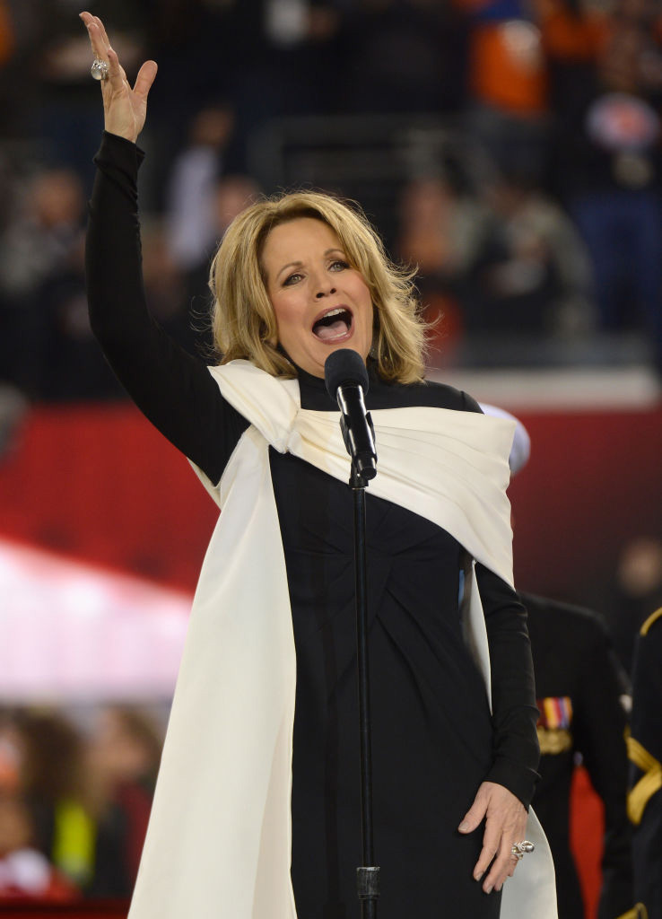 Renee Fleming singing the national anthem at the Super Bowl.
