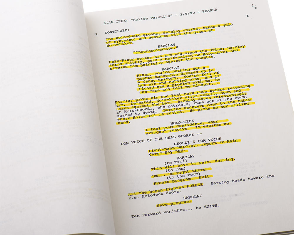 image of stark trek script by rochester professor