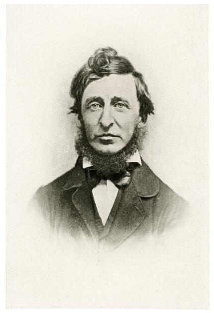 An old photograph of Henry David Thoreau, featuring a man with a prominent beard, captured in a vintage style.