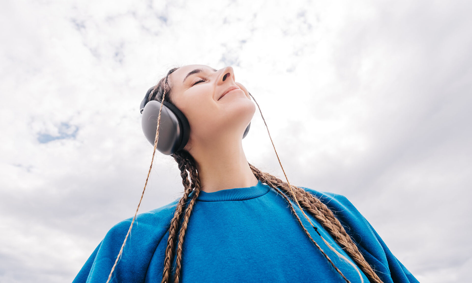 Headphones, black woman and phone for music with coffee and happy from  radio. Excited, African female person and listening with audio streaming,  smile and tea isolated on transparent, png background Stock Photo |, image size:1920x1152