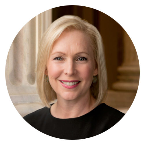 Circle cutout of Kirsten Gillibrand's portrait. 