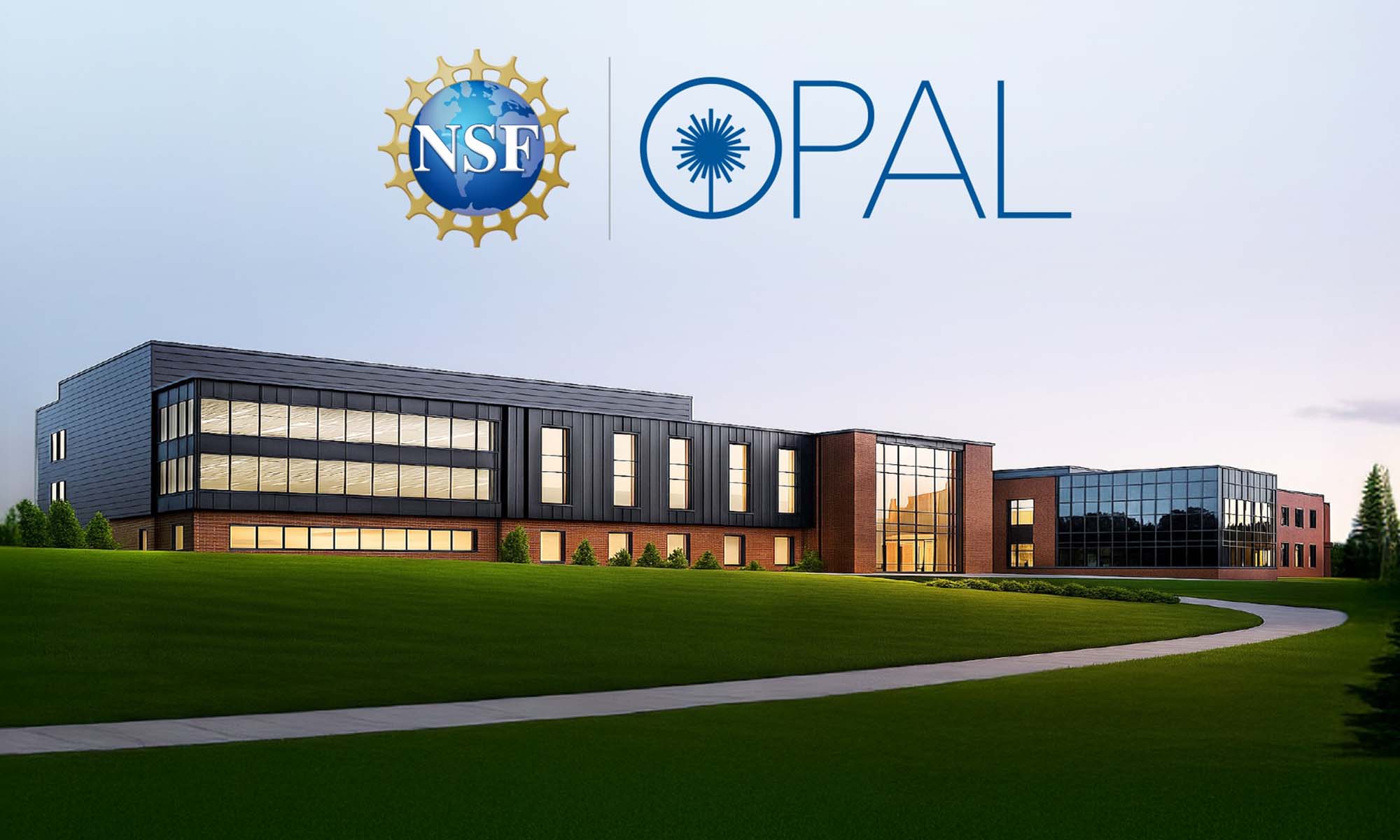 एनएसएफ ओपल लोगो के साथ एनएसएफ ओपल लेजर सुविधा को दर्शाने वाला चित्रण।