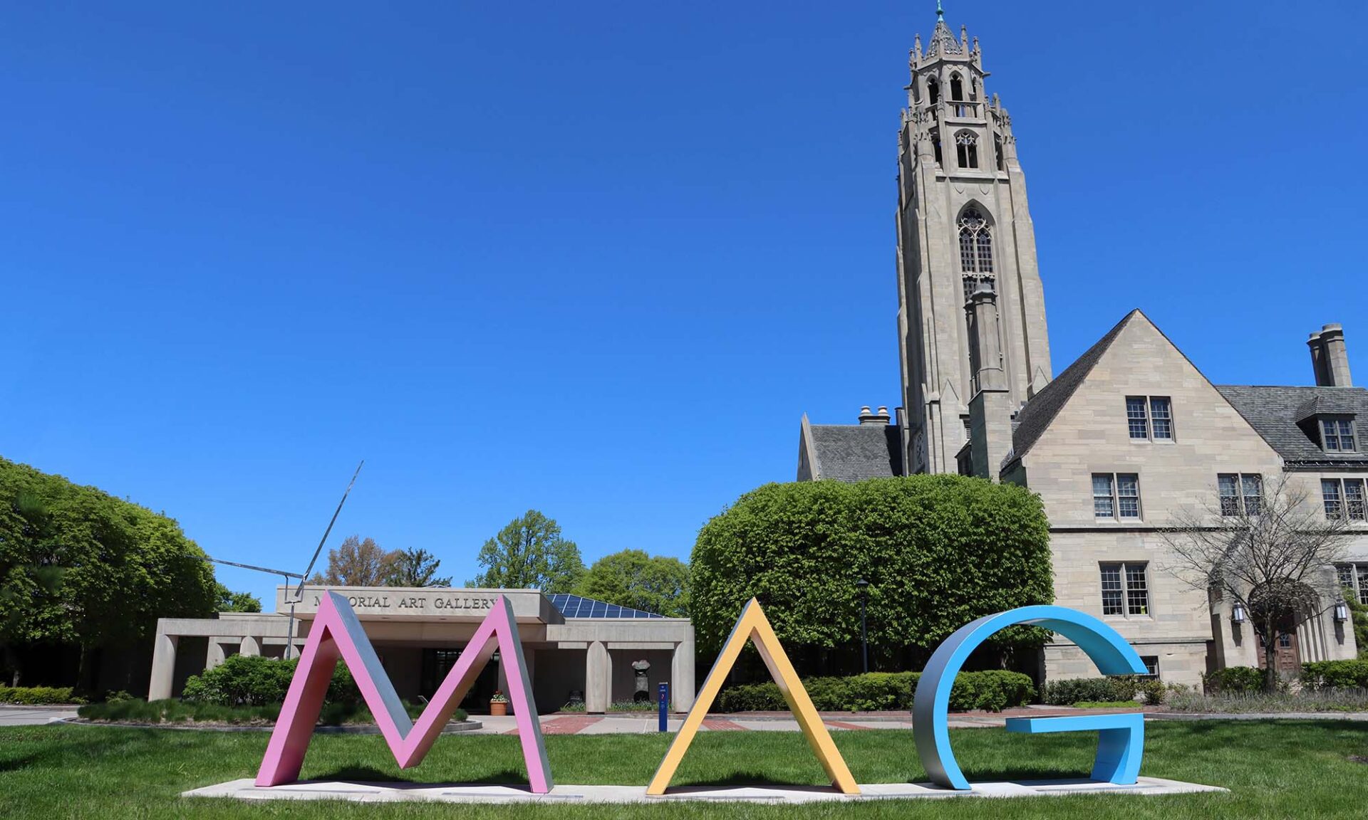 The Memorial Art Gallery building and M-A-G giant letters.