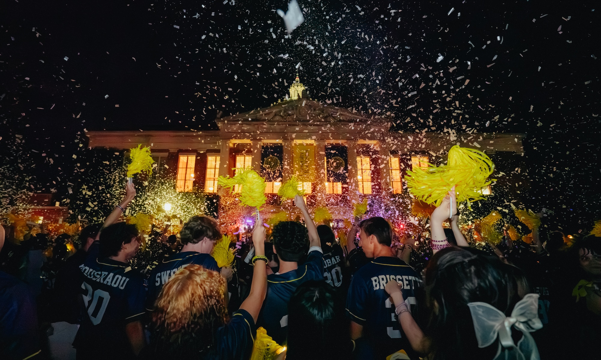 Students of the University of Rochester class of 2030 along with transfer students attend a jersey giveaway and Candlelight Ceremony
