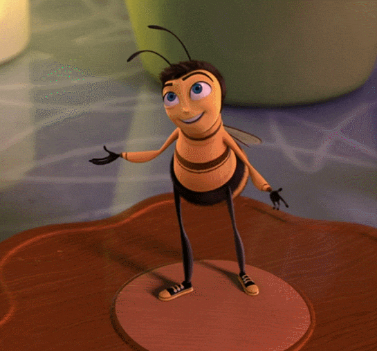 GIF of the main character from Bee Movie.
