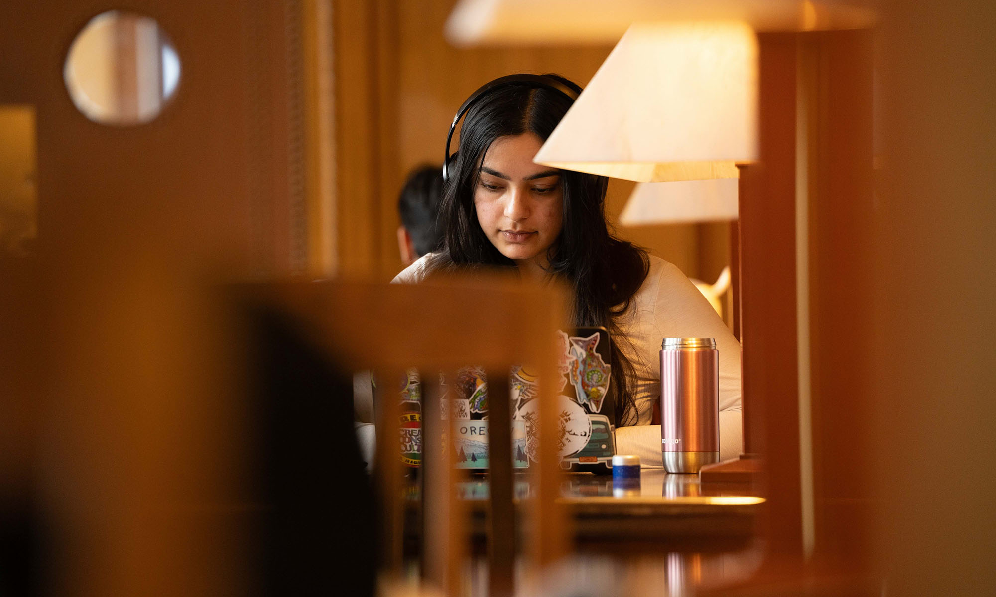 Anusri Mallampalli studies in the Periodical Reading Room.