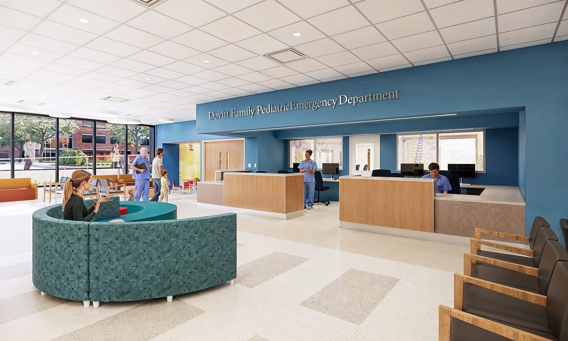 Rendering of the Davitt Family Pediatric Emergency Department at Strong Memorial Hospital.