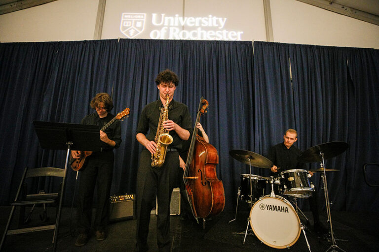 A band playing during the Volunteer in Partnership event.