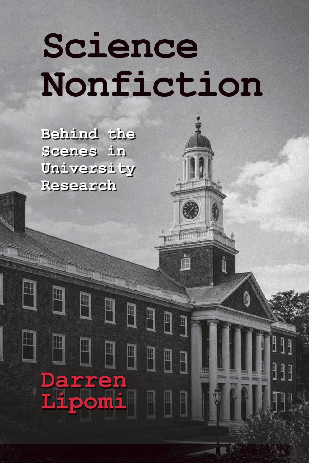Black-and-white cover of Science Nonfiction, featuring a university building with a clock tower.