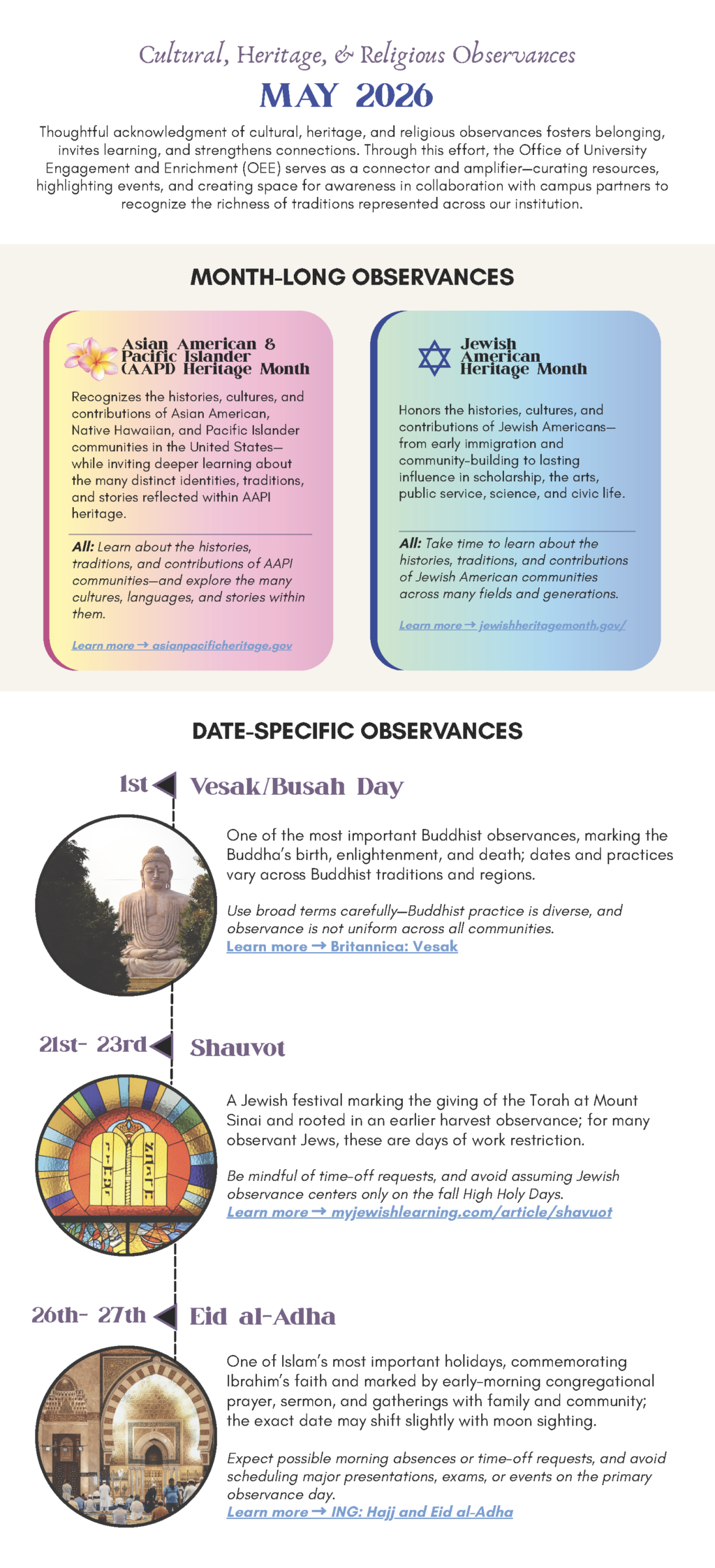 Spring Observances Annual Observances Calendar - Office of University Engagement and ...