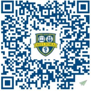 A QR code with the University of Rochester insignia in the middle