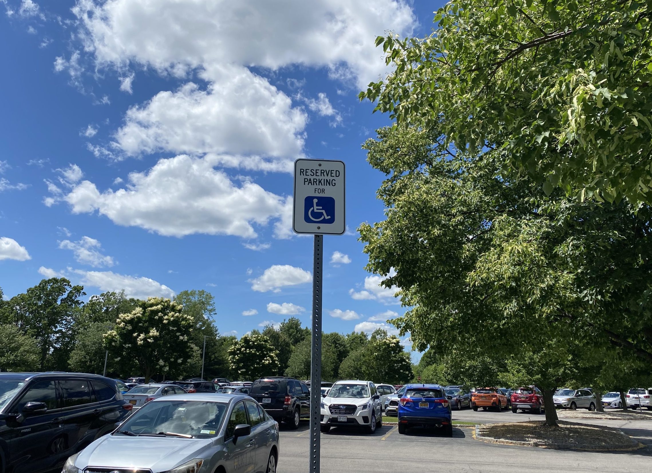 Accessible parking sign in URMC parking lot