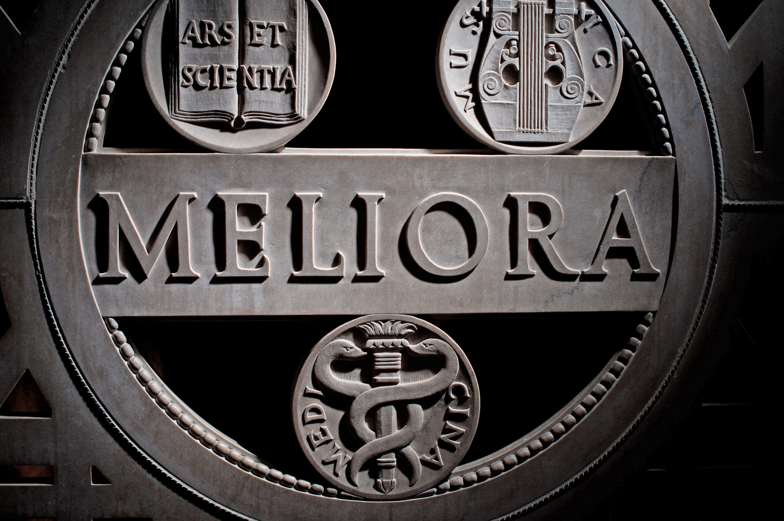 Meliora seal in gray.