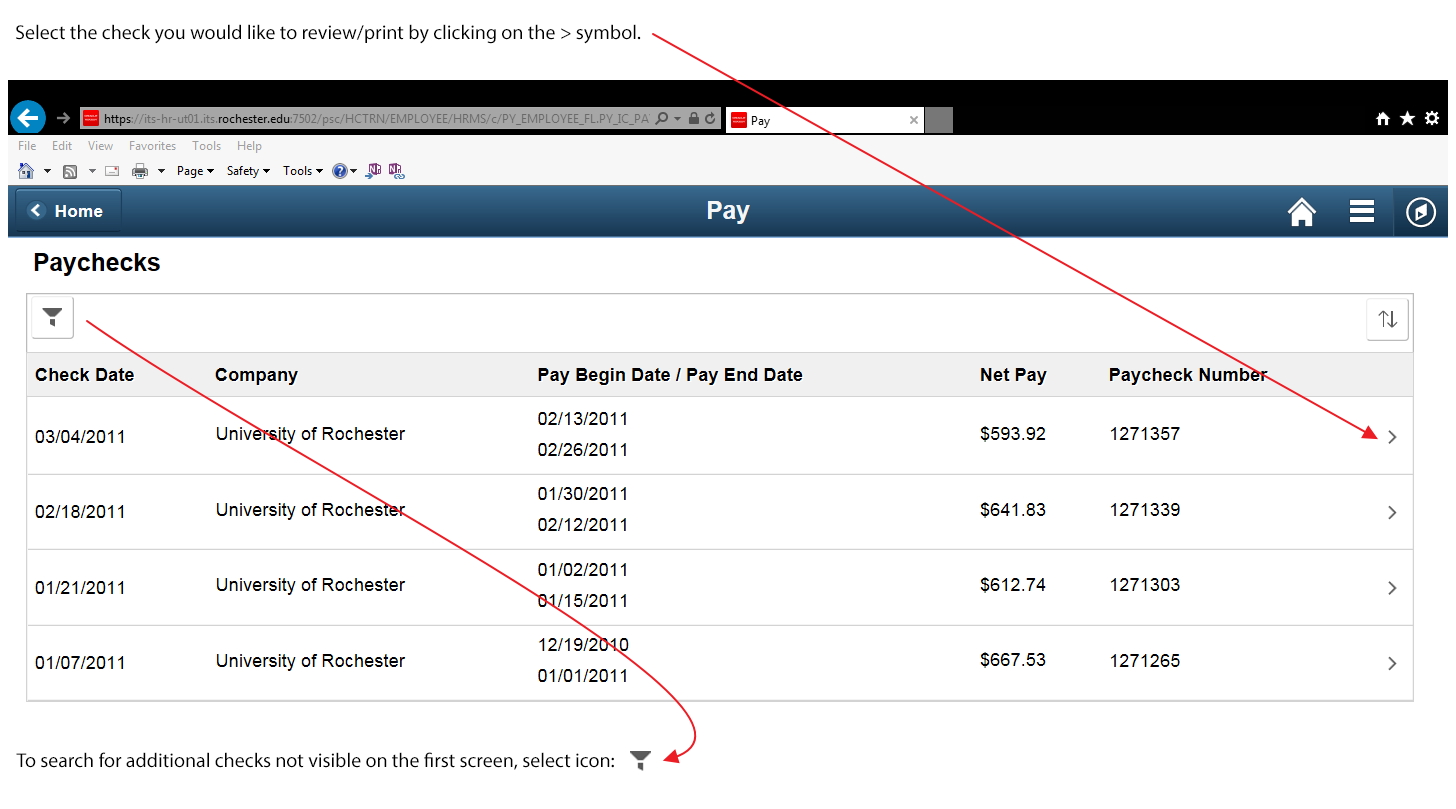 screenshot of Paycheck selection points