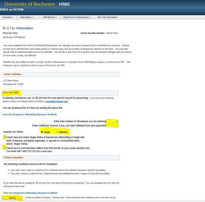 update your tax withholding payroll number of federal allowances