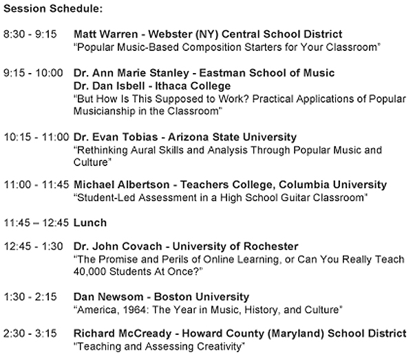 In the Schools : Events : Institute for Popular Music : University of  Rochester
