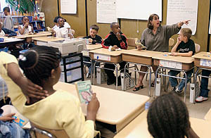 TEACHER-STUDENT: As a doctoral student at the Warner School, Gatto is exploring ways that conversations erupt in classroom settings, such as her fourth-grade class at School 28 in Rochester.