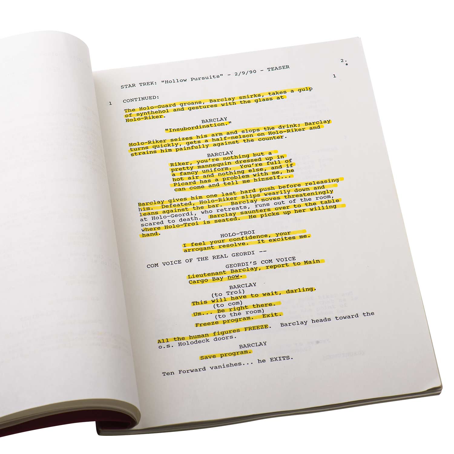 image of star trek script
