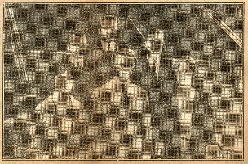 archival newspaper photo of a group of students