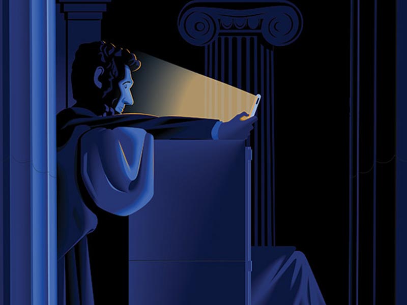 image of lincoln doomscrolling on a phone
