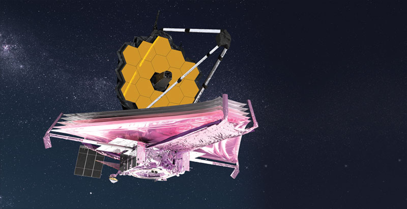 Rendering of James Webb Space Telescope; University of Rochester faculty and alumni had lead roles on the telescope