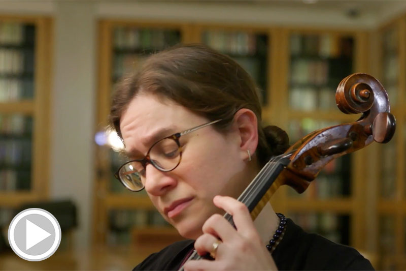video of physician historian Mical Raz playing cello