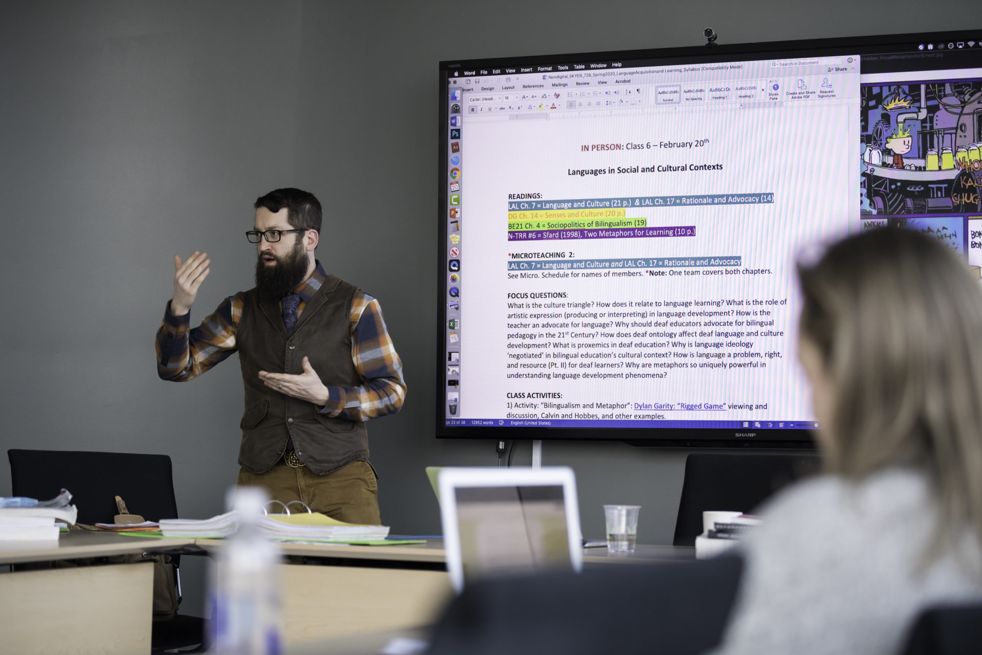 A University of Rochester Warner student teaching a class