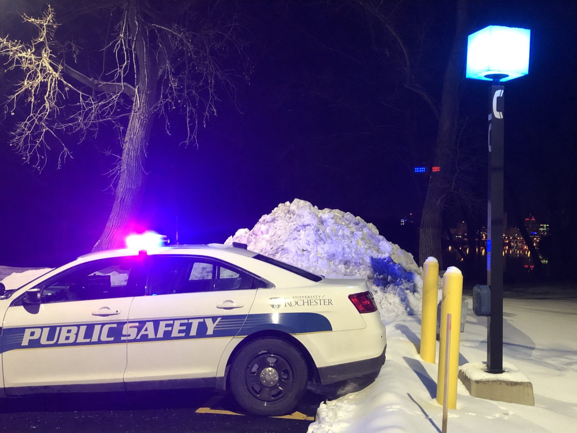 Public Safety vehicle at night with cruise lights lit