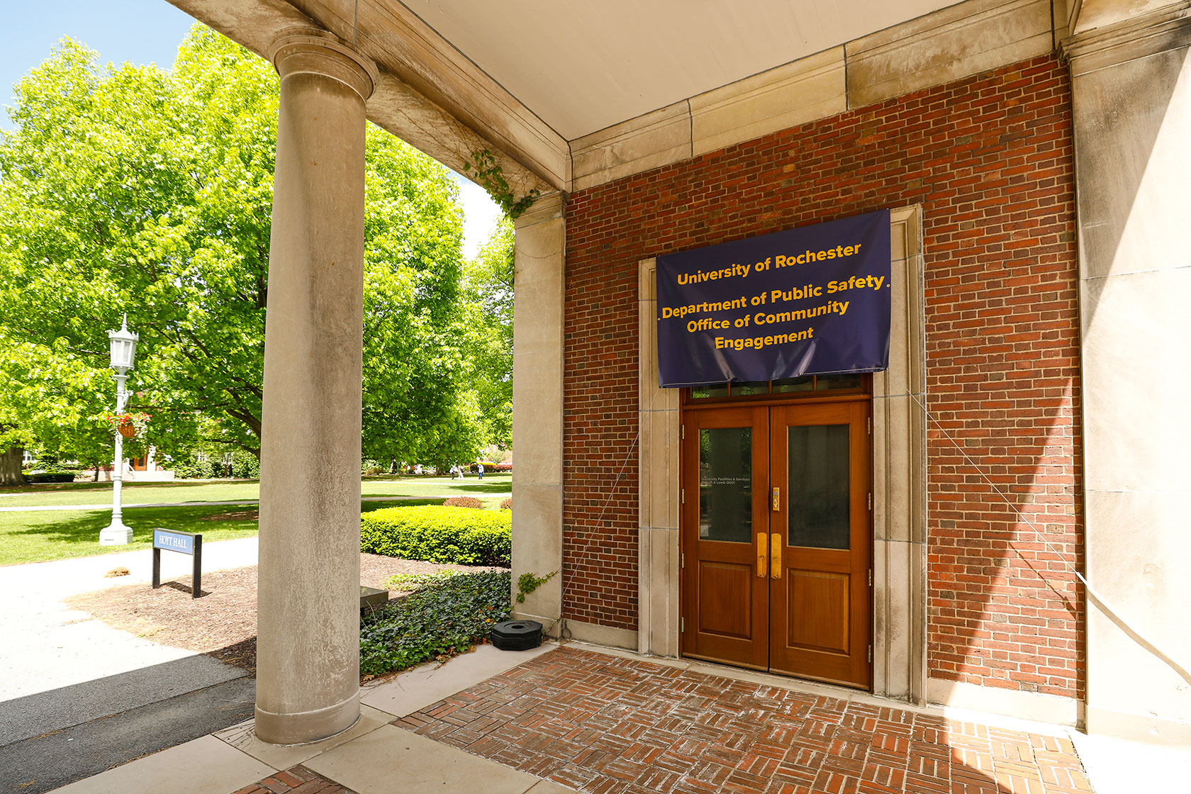 Exterior of the UR Department of Public Safety Office of Community Engagement satellite office near Hoyt Hall.