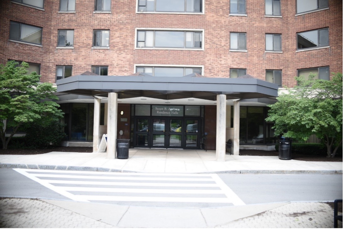 An exterior view of SBA Hall.