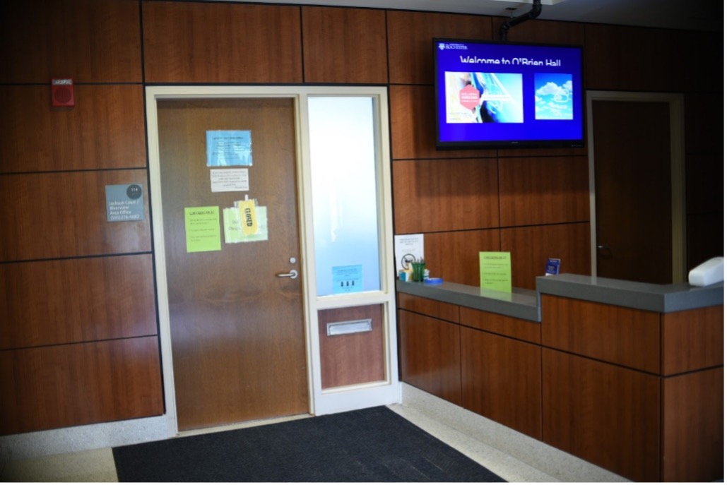 The door to Jackson Court area office.