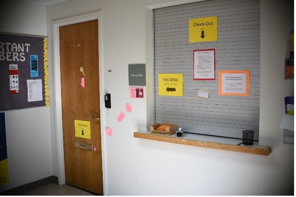 The Quad area checkout window.