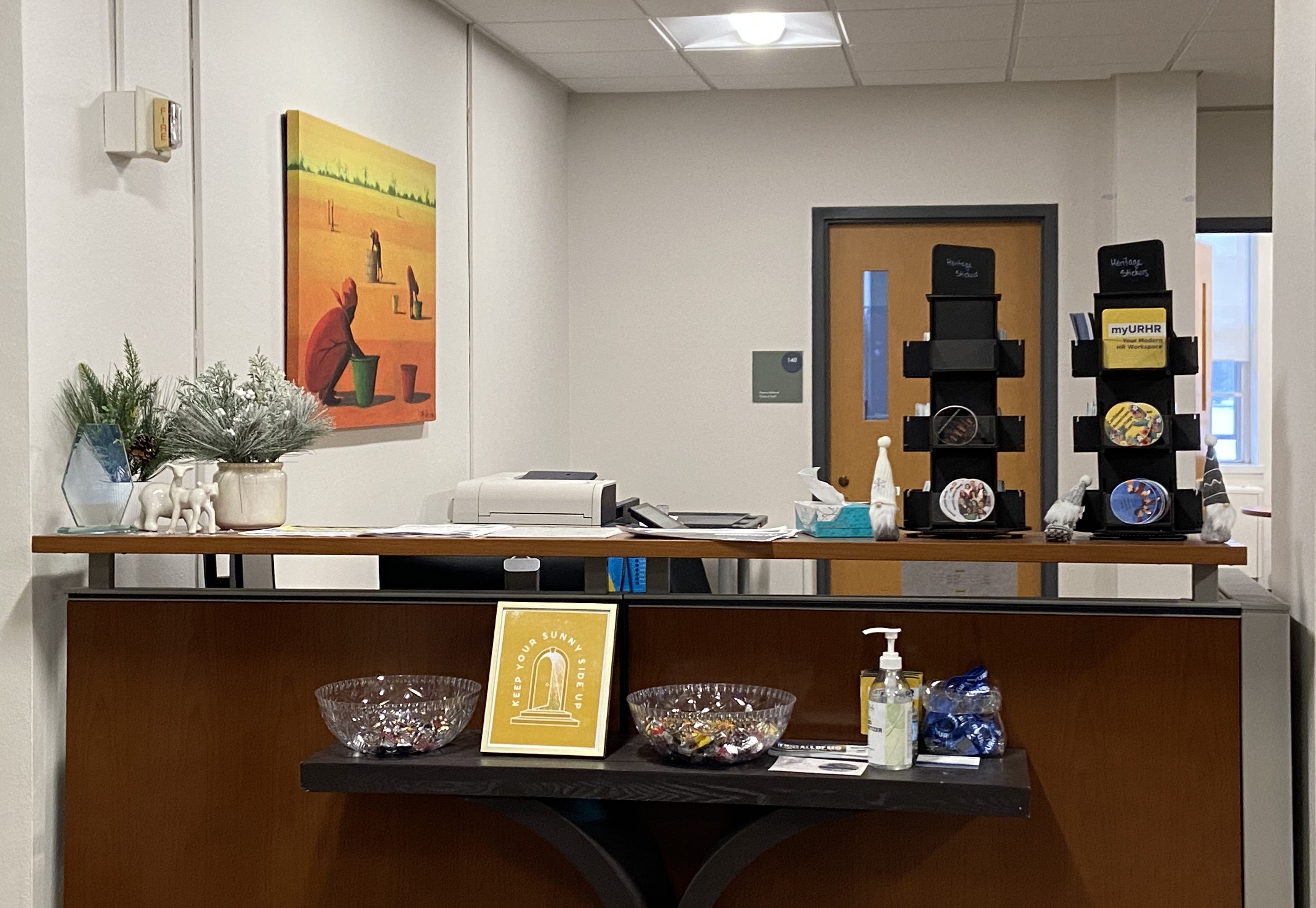 photo of a desk in the Office of Equity and Inclusion suite where Title IX is located.