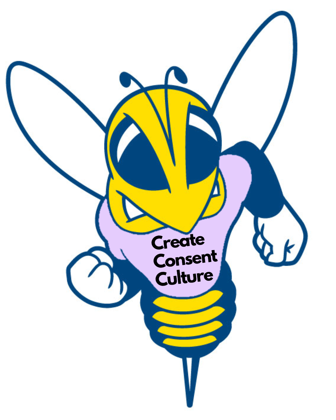 rocky wearing title ix's create consent culture tshirt in a light purple color.